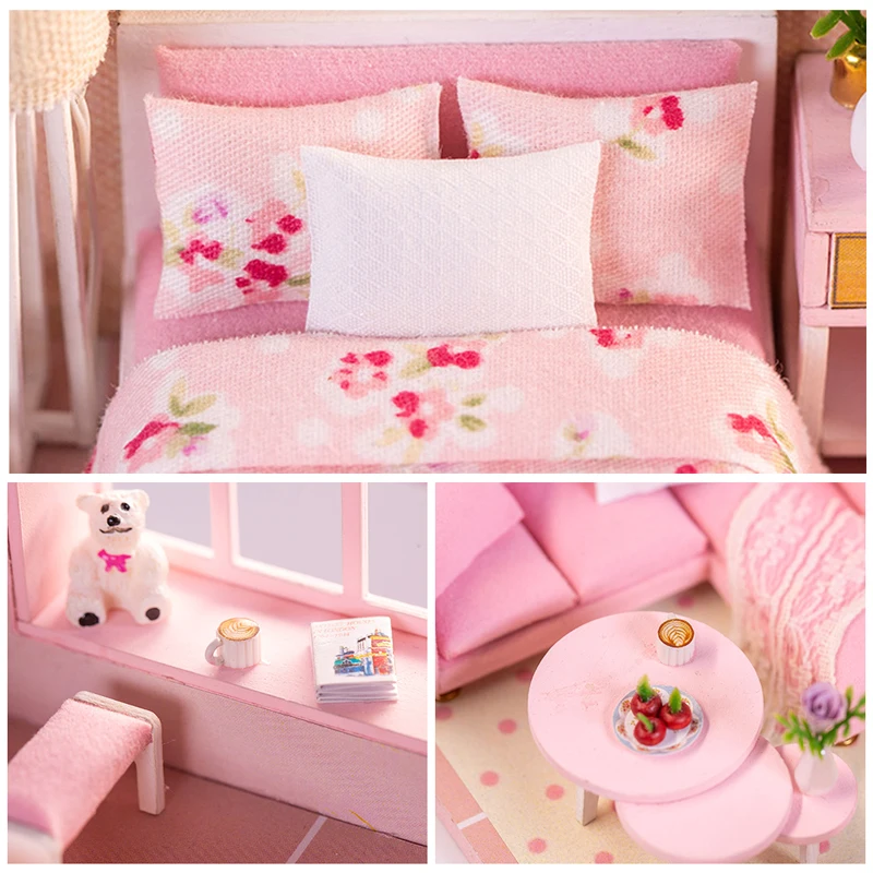 Домик кукольный Cutebee K47 деревянный миниатюрный с комплектом мебели игрушка для