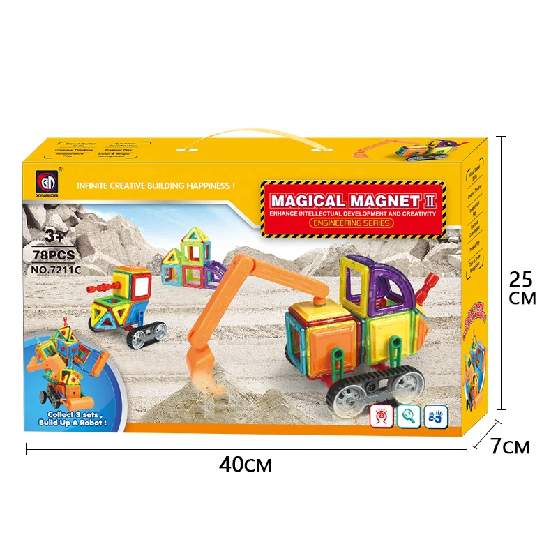 BD бренд 75 шт./76 шт./78 шт. магнитные инженерные грузовик buliding блоки 3D DIY магнитные игрушки