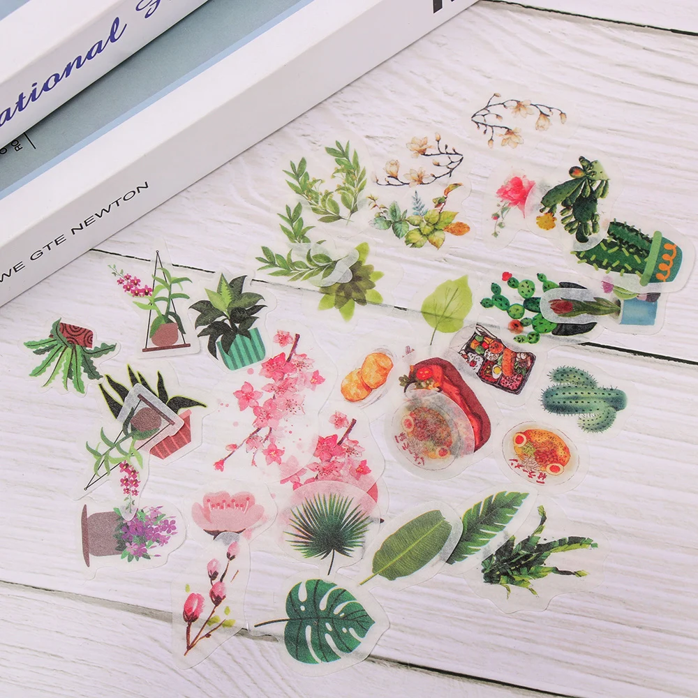 40 шт./компл. красивые растительные Стикеры милые цветы кактуса клейкая бумага