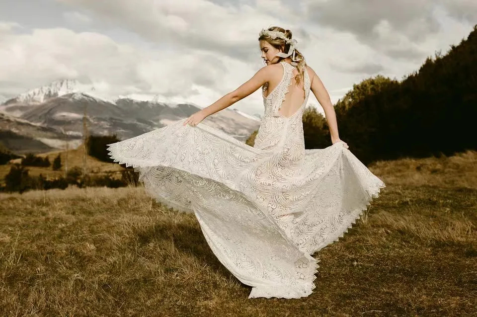 Vestido De Noiva сексуальное свадебное платье в стиле бохо, Русалка, кружевное элегантное платье с открытой спиной и круглым вырезом, пляжные свадебные платья