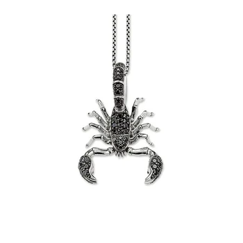 

Scorpion Pendant Necklace Women Men 925 Sterling Silver Black CZ Thomas Style Cool Link Chain Fashion Jewelry Accessories