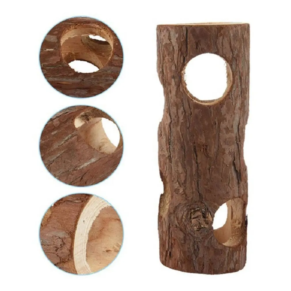 2021Non-toxic And Harmless Hamster Solid Wood Tube Tree Tube Natural Wood Animal Tunnel Sports Tube Children's Chewing Toy