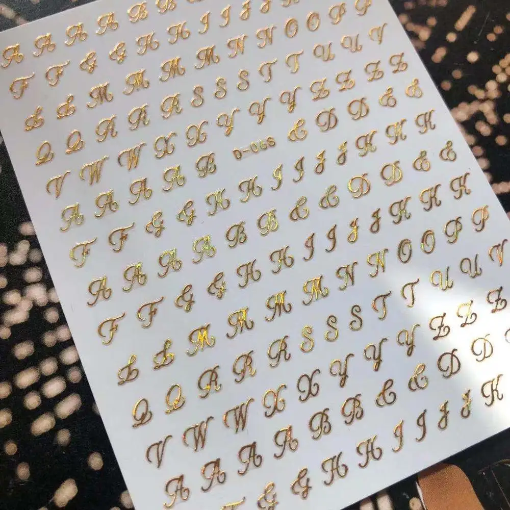TSC series big size Tsc-153 LETTER 3d nail art stickers decal cheetsan brand template diy nail tool decorations - Цвет: D-68 LASER GOLD
