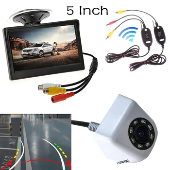 Kit sistema di parcheggio per auto Traiettoria dinamica wireless Telecamera posteriore di backup + Monitor con display di retromarcia a colori TFT LCD da 5 pollici
