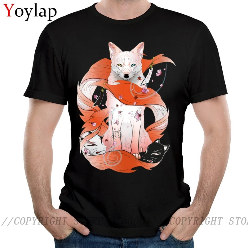 Шикарная Красная футболка Kitsune с Наруто Мужская летние топы Японские Аниме