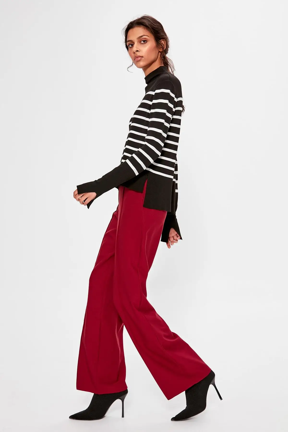 Trendyol бордовые базовые брюки TWOAW20PL0194