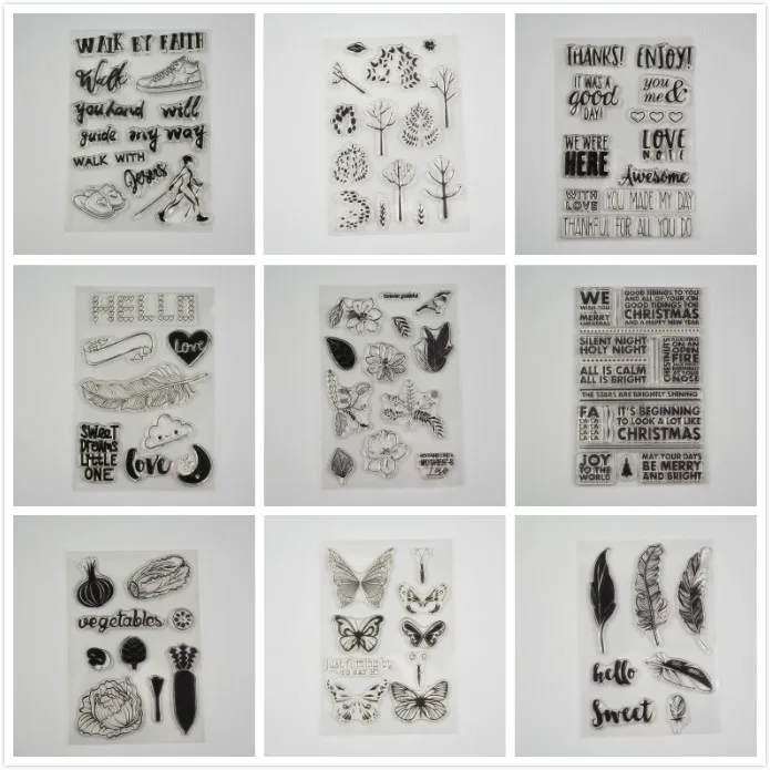 

Words and feathers cheap Transparent clear stamp for DIY Scrapbooking/Card Making/Kids Christmas Fun Decoration Supplies