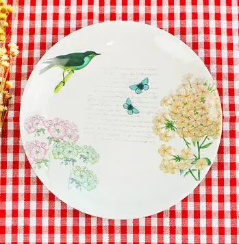 5pcs 8 inch Floral Round Plastic Plates Dinner Set Plates and Dishes Dishes and Plates sets Christmas Dessert& Bread Plates - Цвет: photo color