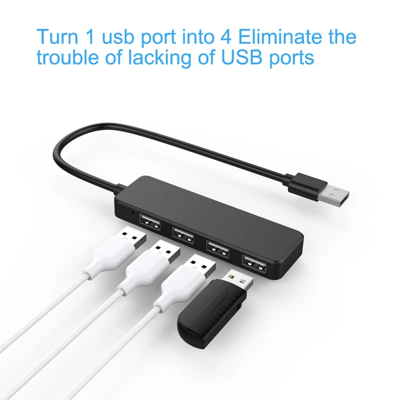 Ультра тонкий usb-хаб 4-Порты и разъёмы USB 2,0 концентратор Черный& USB 2,0 a MALE к женскому удлинитель Кабель удлинитель шнура для портативных ПК Черный
