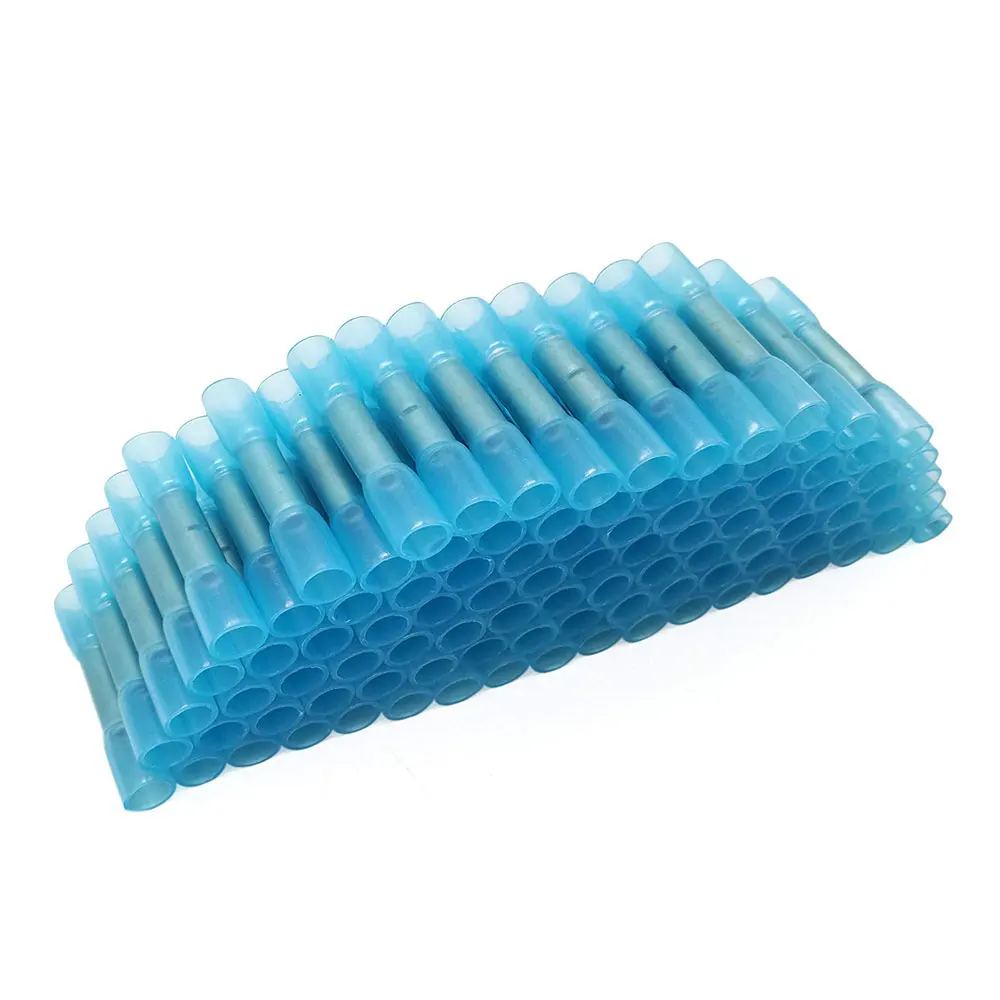 Iztoss 100pcs 16-14AWG изолированный термоусадочный стыковый провод электрический обжимной клеммный разъем(синий