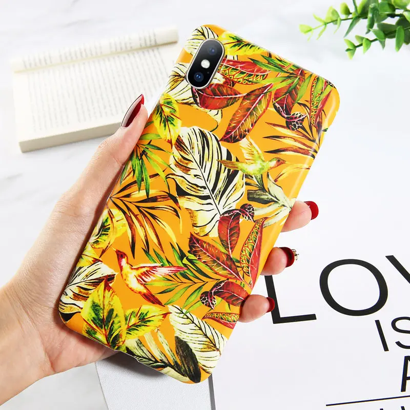 Moskado Ретро Цветы банан лист чехол для iPhone 6 6s 7 8 Plus X XR XS Max кактус чехол для телефона с цветочным рисунком мягкий IMD силиконовый чехол - Цвет: 7300
