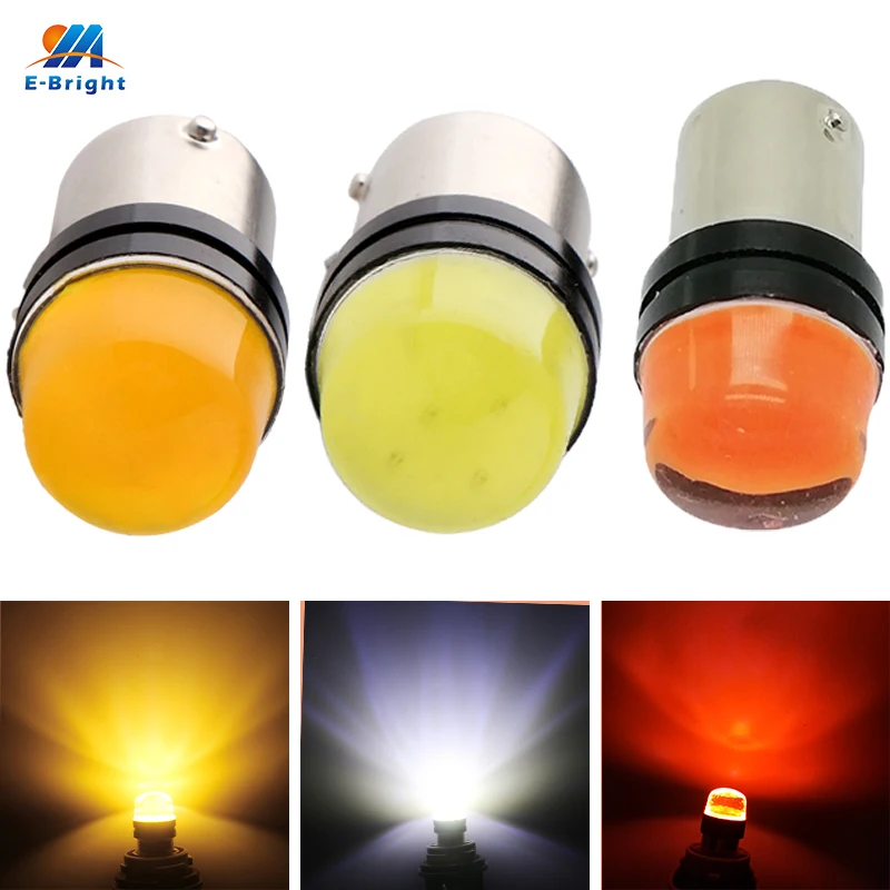 YM E-Bright, 50 шт в наборе, Автомобильный светодиодный светильник с 1156 BA15S BAU15S PY21W 1157 BAY15D COB 12 SMD поворота светильник сзади авто лампы; цвета белый, желтый, красный