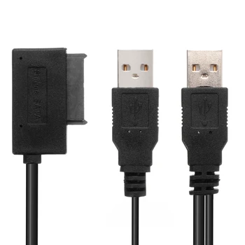 

New Arrival 1pc USB 2.0 to 6+7 13Pin Slim SATA Cable with External USB2.0 Power Supply for Notebook Laptop CD-ROM DVD-ROM ODD