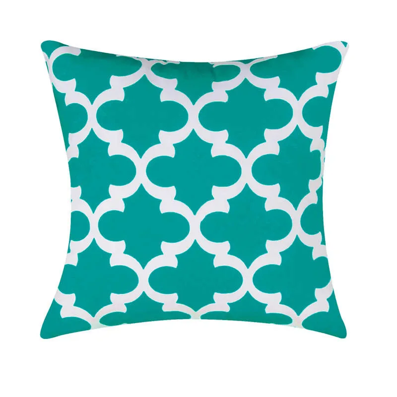 Turquoise-C С геометрическим узором Чехлы для подушек Quatrefoil подушки Подушка для кровати Бирюзовый чехол из парусины для дивана декоративные пледы бирюзовый - Цвет: Turquoise-C