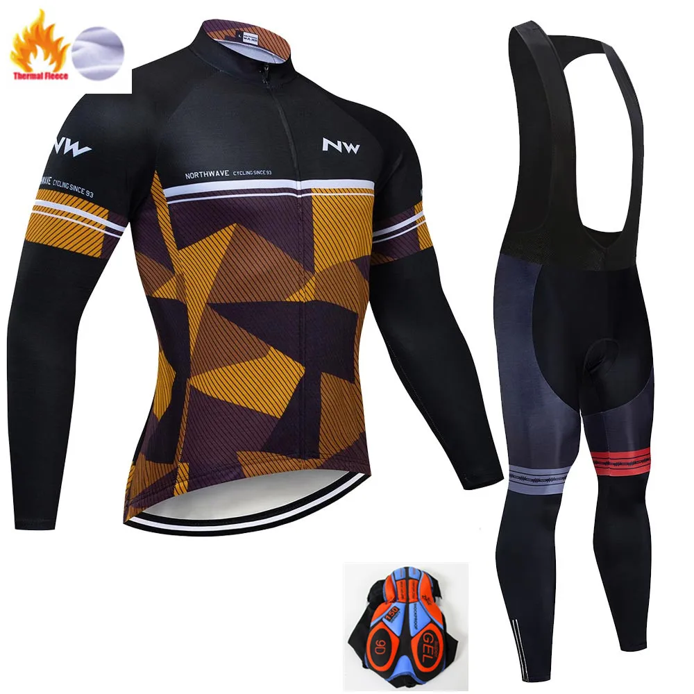 NW Майо Ciclismo MTB Зимняя одежда для велоспорта с длинным рукавом, комплект Джерси, теплая флисовая одежда, одежда для верховой езды, комплект Ropa Ciclismo - Цвет: Winter Cycling Suit