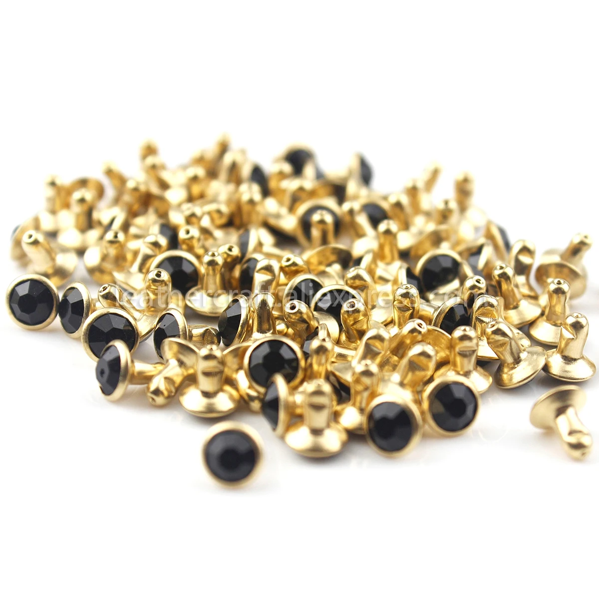 Gold with Black 100 комплектов 6 мм Разноцветные Заклепки из горного хрусталя синтетический кристалл шпильки Сумка Одежда Кожа ремесло чехол для телефона Diy Декор Аксессуары - Цвет: Gold with Black