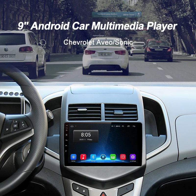 Top AWESAFE for Chevrolet Aveo 2011 2012 2013-2015 Car Radio Multimedia video player GPS Navigation No 2 din DVD Android 8.1 2G+32G 1