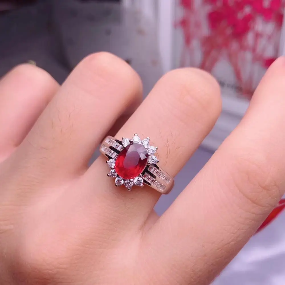 KJJEAXCMY boutique jewelry 925 sterling silver inlaid natural ruby gemstone female ring support detection fashion - Цвет камня: Белый
