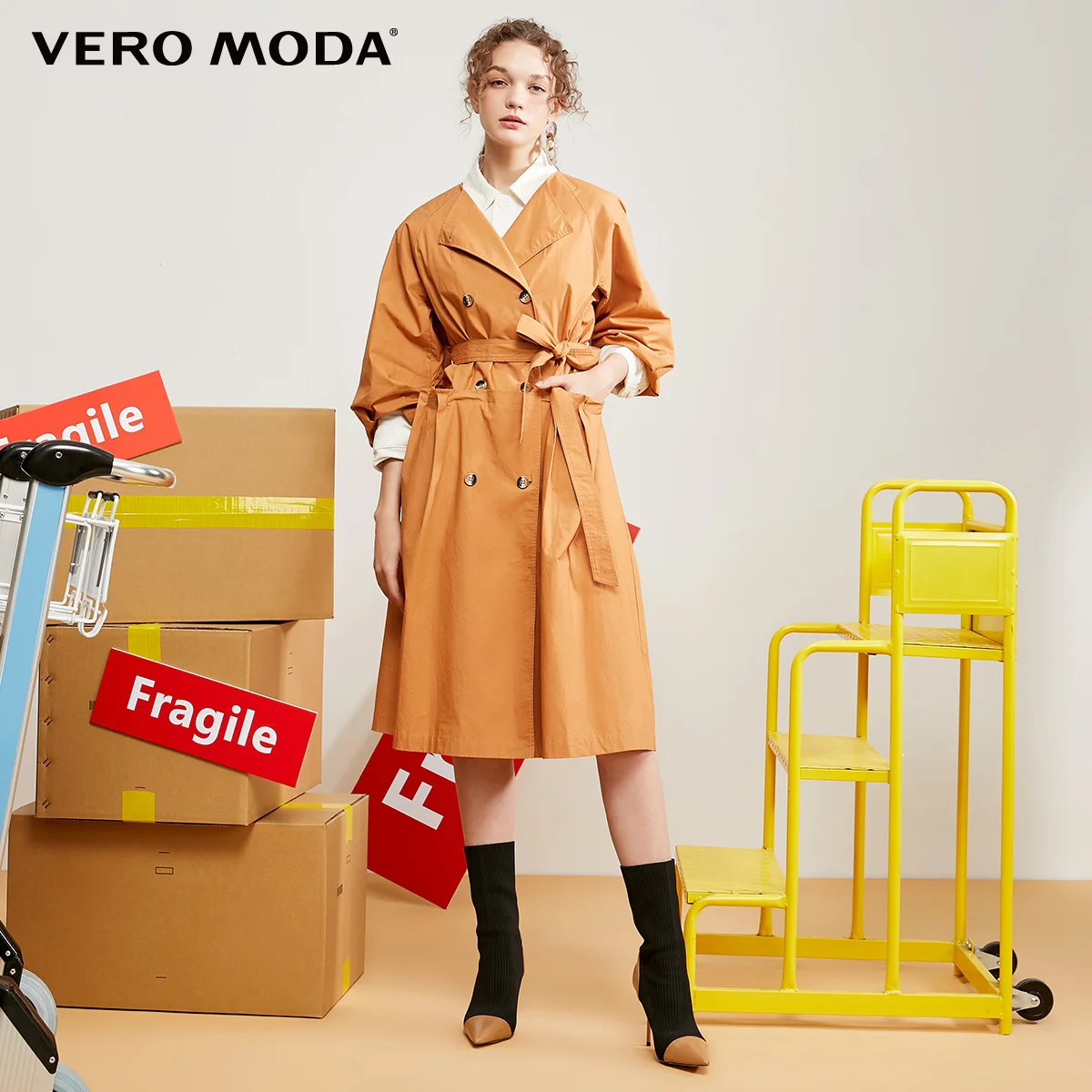 Vero Moda женский лацкан хлопок оранжевый Тренч | 319321550