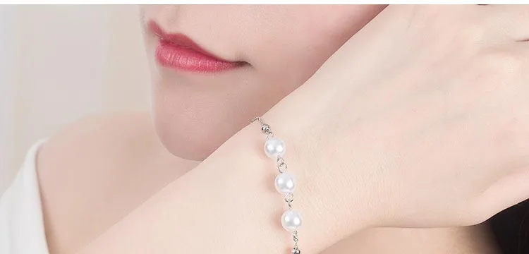 XIYANIKE 925 пробы в Корейском стиле, модная круглая бусины Крест браслеты и браслет для женщин Очаровательные простые свадебные украшения