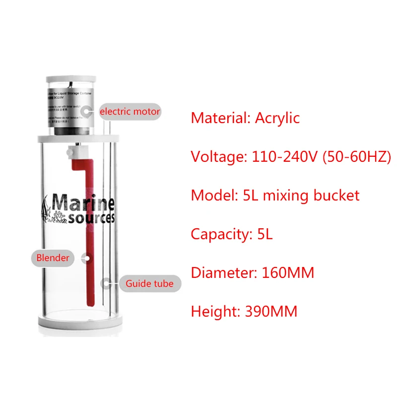 Marine water pump marine water accumulator tank 5L agitator special mixing head for titration cans pump liquid storage tank