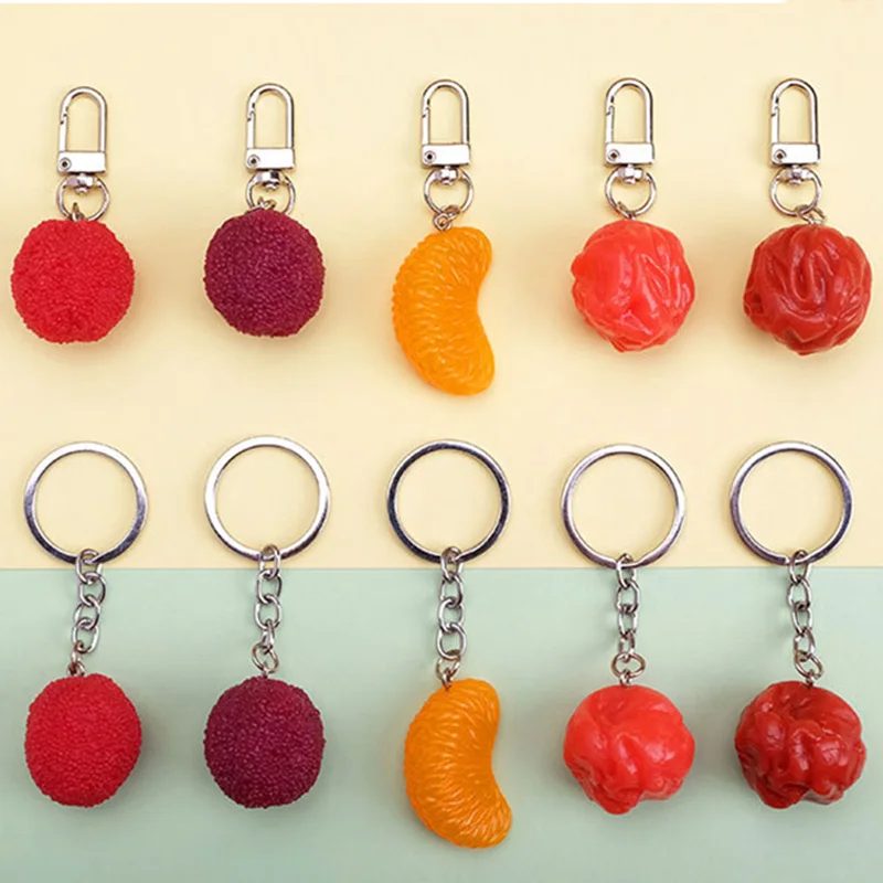 Моделирование фруктовый брелок в виде клубники сливы оранжевая, из ПВХ силиконовый для ключа автомобиля ОРНАМЕНТ удобные пищевые брелок-Подвеска для девочек сумка брелок для ключей, подарочный