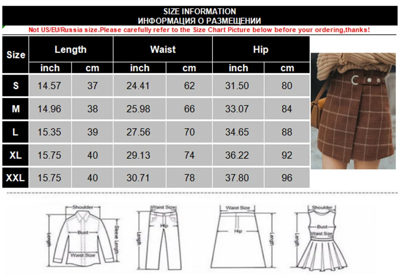 Женская осенне-зимняя утепленная шерстяная мини-юбка в стиле Харадзюку, милые женские юбки, Повседневная клетчатая трапециевидная юбка в стиле ретро