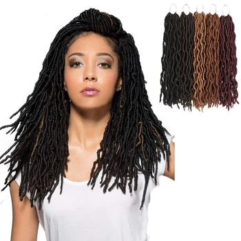 

Goddess Nu Locs Crochet Hair Braids 18Inch Soft Faux Locs Curly Synthetic Hair Pre Loop Crochet Braiding Hair