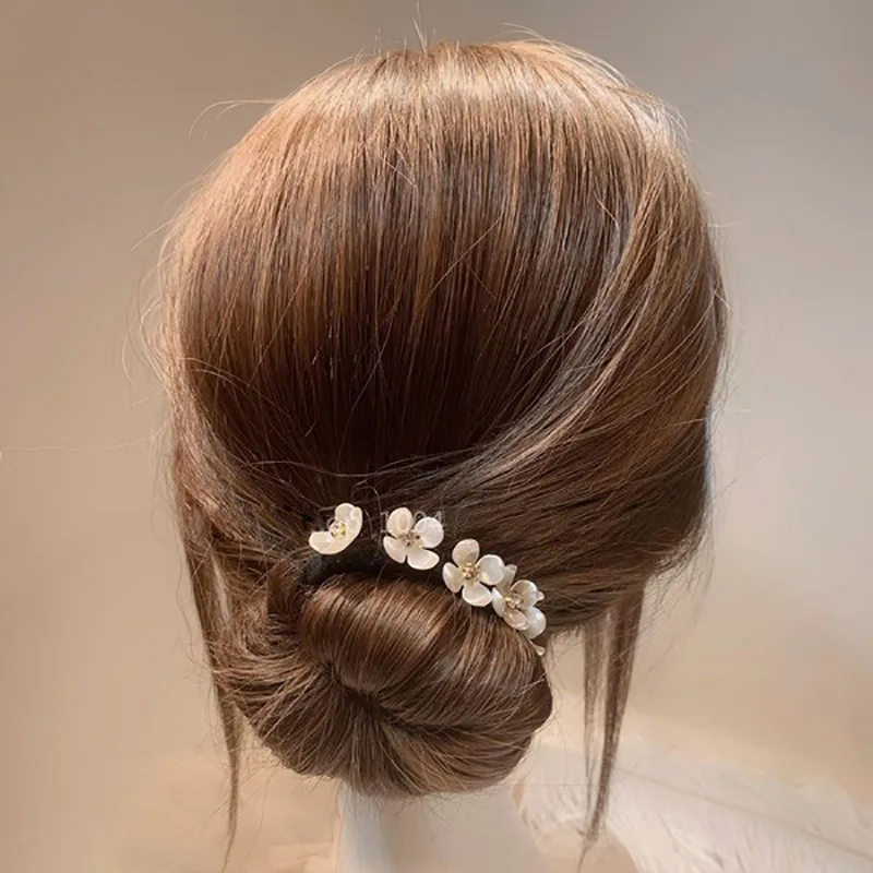 Vintage Shell Pearl Hair Bun Maker Hairstyle Womans Elegant Flower Wild  Hair Stick Scrunchies Banquet Wedding Hair Accessories