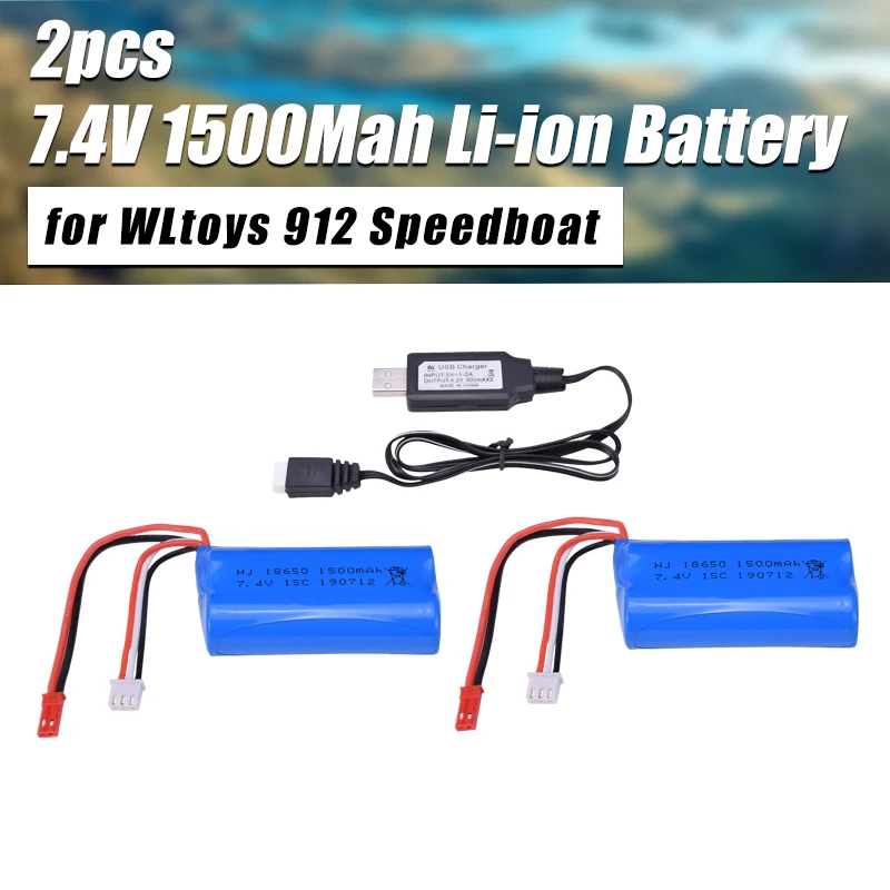 2pcs 7.4V 1500Mah Li-ion Battery SM-2P for H101 H103 RC High Speed Boat 