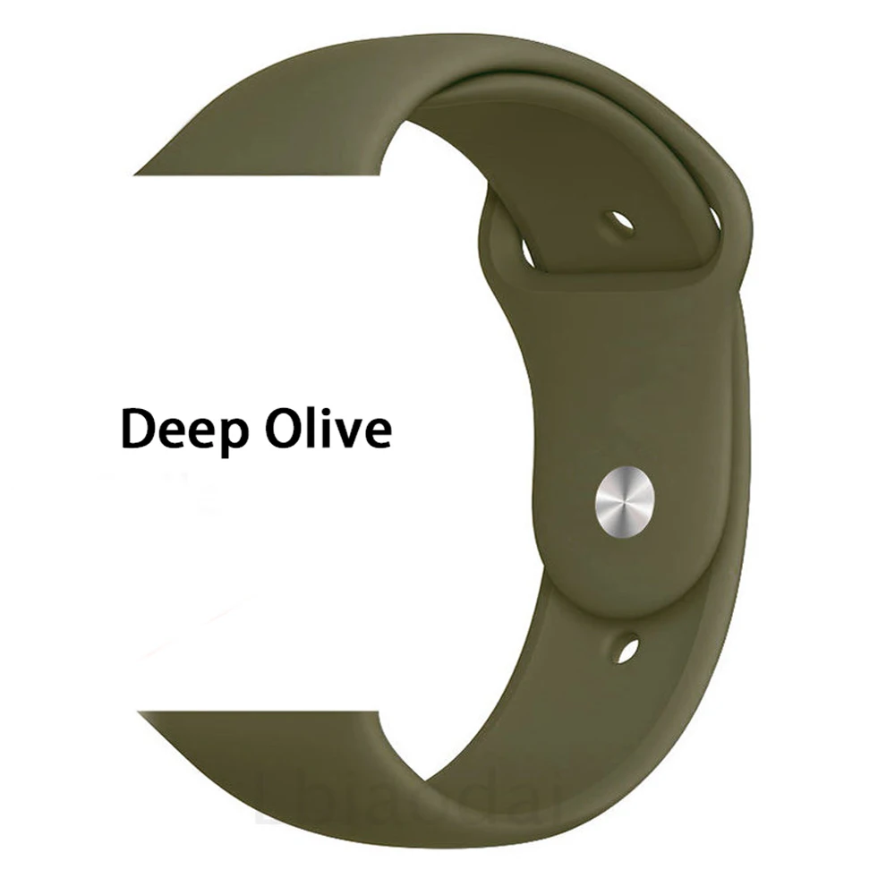 Dark Olive Ремешок для Apple Watch 38 мм 42 мм iWatch 4 ремешка 44 мм 40 мм спортивный силиконовый ремень браслет Apple watch 5 4 3 2 Аксессуары для ремешка - Цвет ремешка: Dark Olive