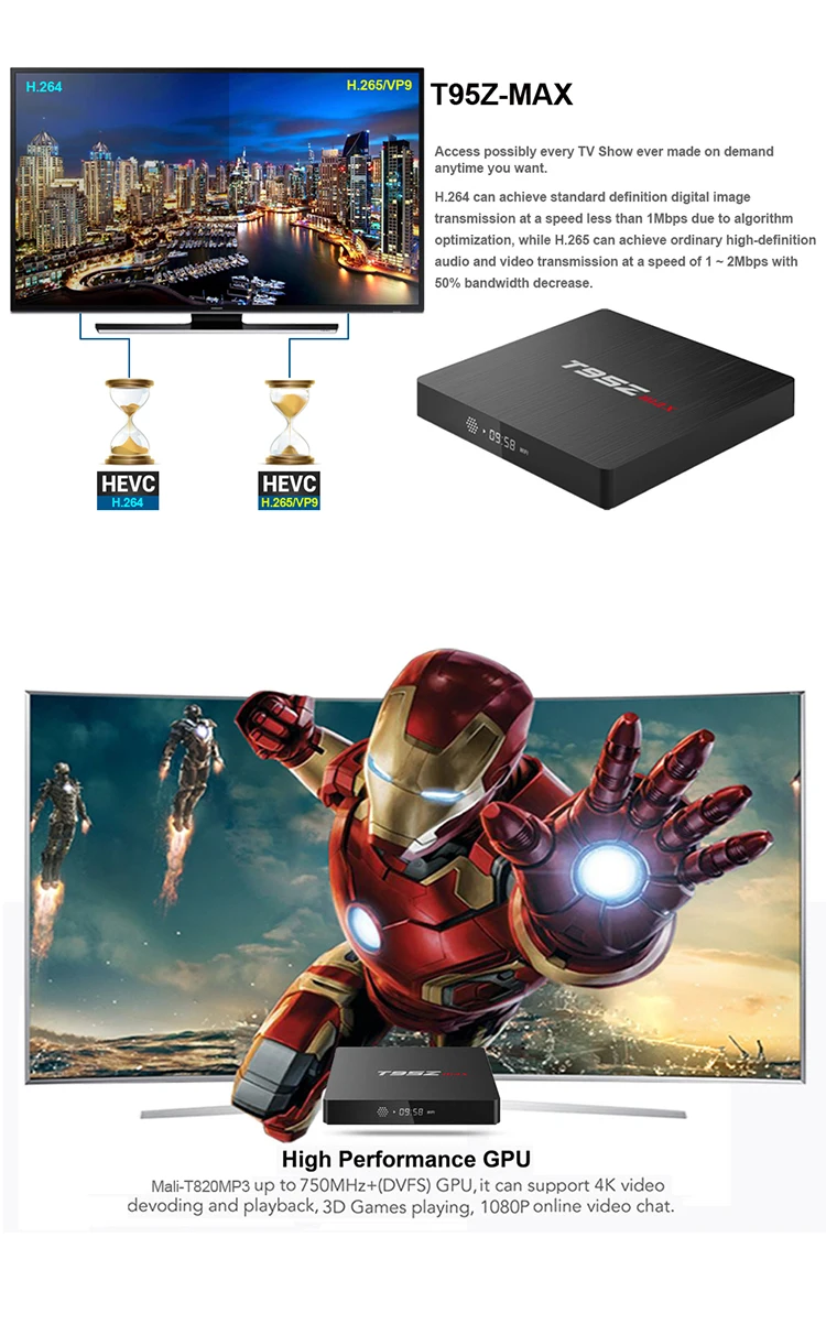 ILEPO T95Z MAX Android 7,1 Smart tv Box Amlogic S912 2G/16G 3g/32G Поддержка 2,4/5 GHz двухдиапазонный WiFi 1000M LAN Bluetooth 4K H.265