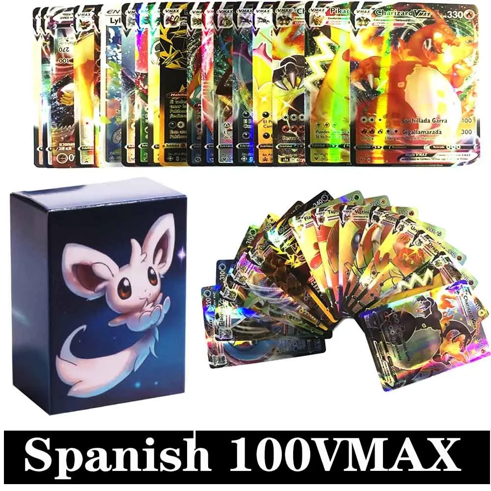 100 шт./коркоркор. карты Pokemon VMAX аниме GX V супер Покемон игра бустер коллекционная