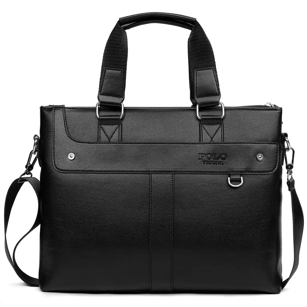 BLACK VICUNA POLO простая Лоскутная кожаная мужская сумка OL офисная деловая Мужская s портфель сумка классический дизайн Боковая Сумка - Цвет: BLACK