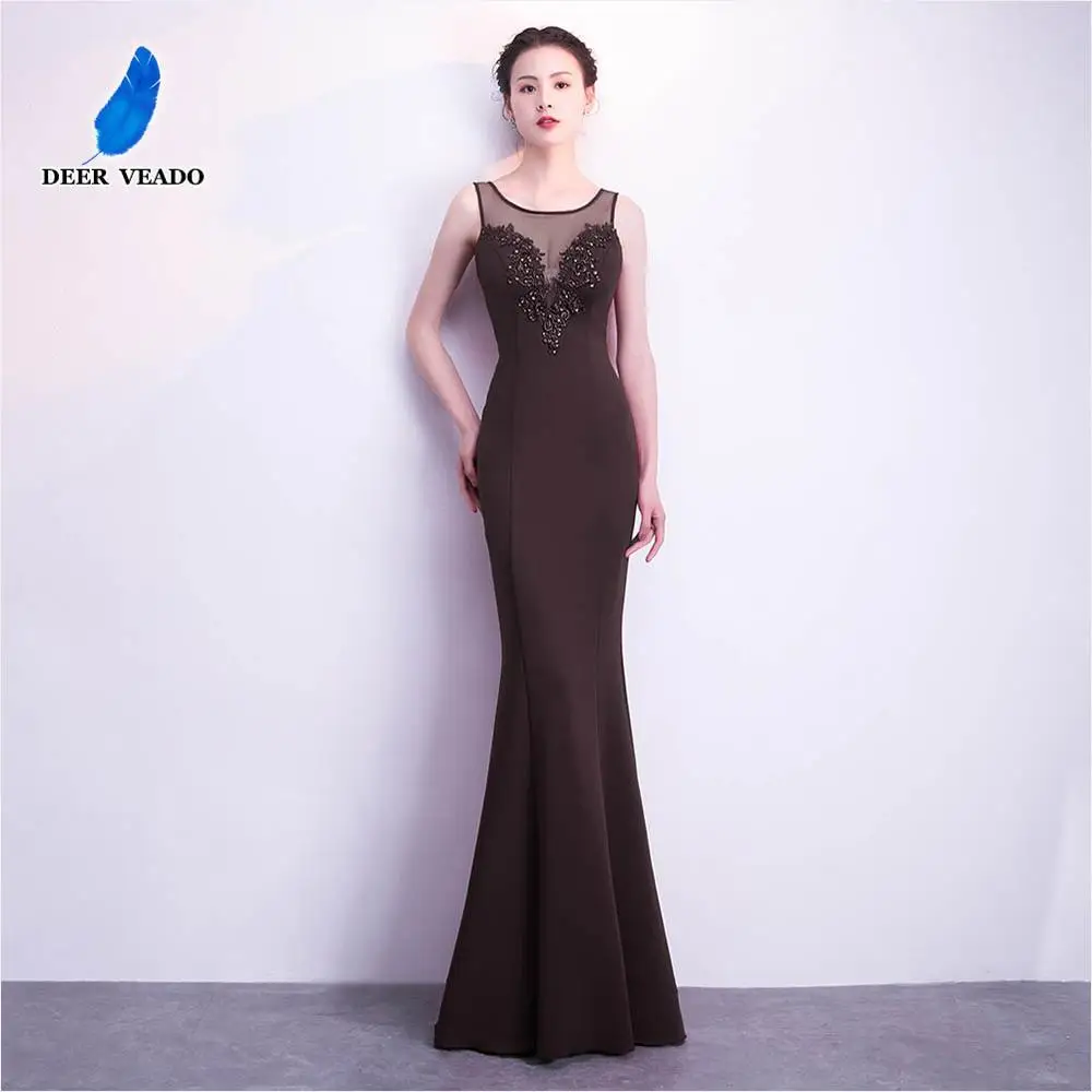 DEERVEADO сексуальные прозрачные длинные вечерние платья Robe De Soiree официальное вечернее платье вечерние платья-русалки платье K1005