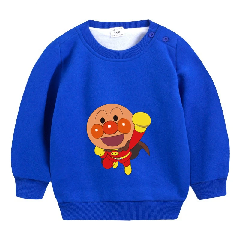 От 3 до 9 лет аниме Anpanman плюс бархатный свитер для мальчиков и девочек смешной Сращивание Цвет ребенок o-образным вырезом Топы Дети мультфильм ребенок