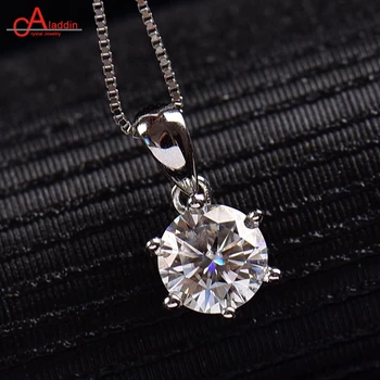 

Aladdin1/2ct D color Moissanite pendant necklace S925 Sterling silver Classic six claw woman's collarbone chain jewelry gift