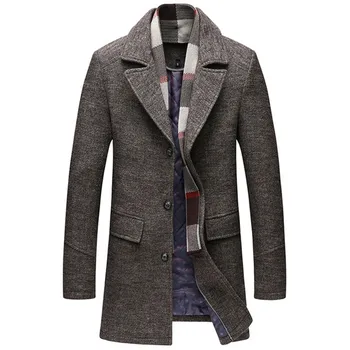 

New Arrival Brand Winter Men Wool Thicked Trench Coat Men's Casual Warm Jacket