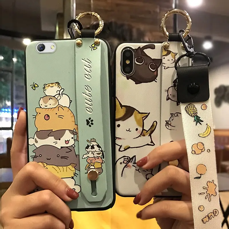 Shockproof Phone Case For Oppo R9s 6.0-inch Lanyard Cute Cartoon Series Delicate TPU Silicone Cover Holder | Мобильные телефоны и