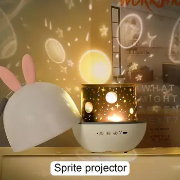 

1pc Elf Cute Rabbit Starry Sky Projection Lamp Led Creative Light Birthday Charging Atmosphere Night Children Gift Gift Rot Y6J7