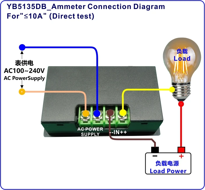 YB5135DB Питание AC100-240V 220V ЖК-дисплей цифровой переменного тока измеритель переменного тока 200uA 200mA 20mA 2A 10A с CT 50A 100A 200A 500A 1000A