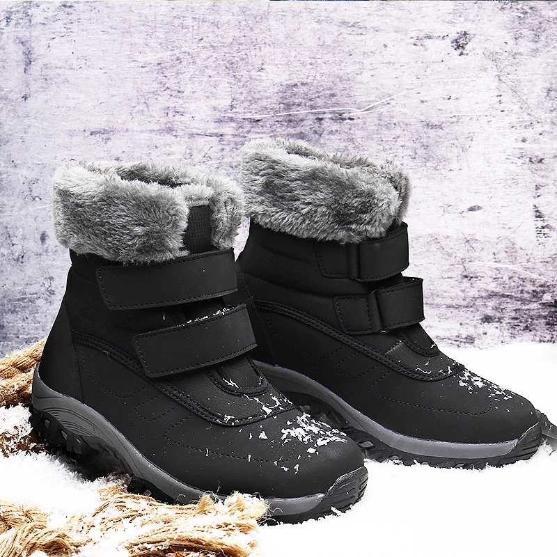 

2020 Ankle boots woman Velcro platform boots Space leather waterproof Woman boots Winter plus velvet Snow boots soft