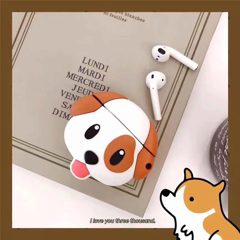 

Cute Dog Bear Soft Silicone Case For Apple Airpods Case Wirless Bluetooth Earphone Shock-proof Cover Conque