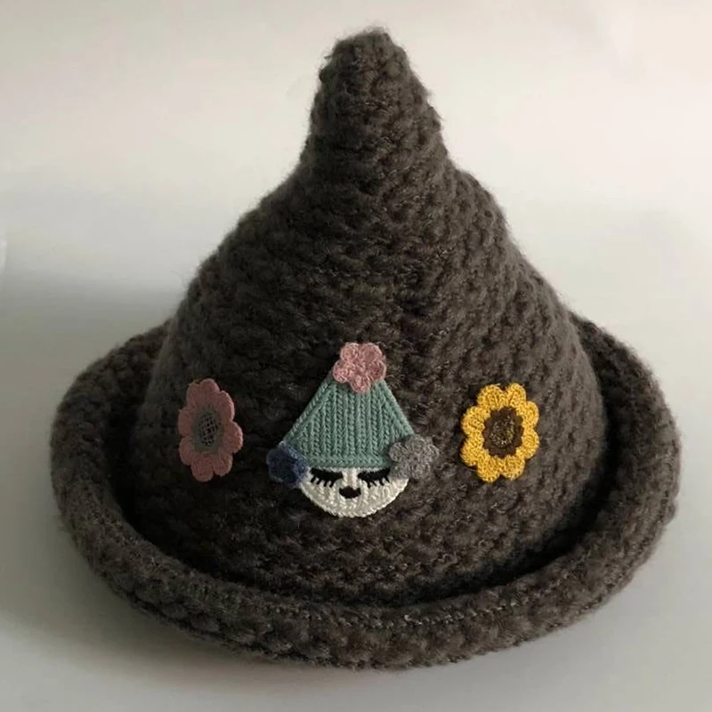 Темно-серый Новинка; модная шерстяная теплая шапка Skullies Beanies; детская зимняя шапка для девочек; вязаные шапки-бини; Весенняя однотонная Шапка-бини - Цвет: Темно-серый