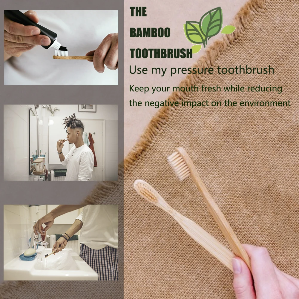 Бамбуковая зубная щетка с мягкой щетиной, биоразлагаемая, экологически чистая зубная щетка с бамбуковым углем и логотипом для ухода за полостью рта