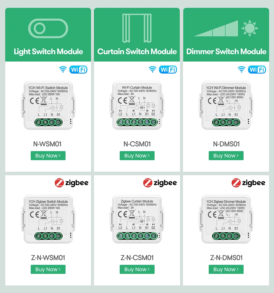 AVATTO Smart Zigbee Switch Module No Neutral Wire Required,Tuya 1/2/3 Gang Switch with 2 Way Control Work with Alexa Google Home rubber switch cap