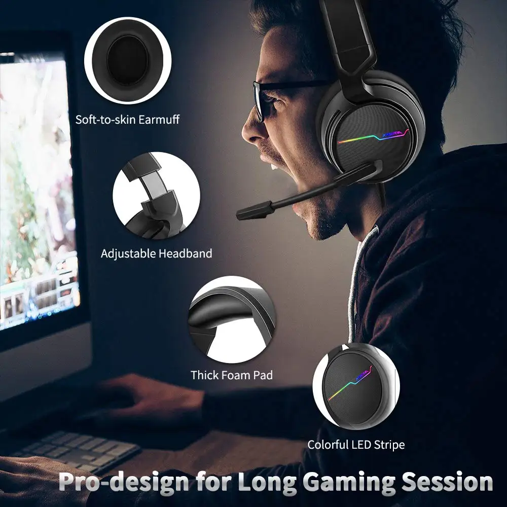 USB 7,1 Звуковая игровая гарнитура для ПК Игровые наушники бас шлем гарнитура геймер для PS4/ Xbox One/Mac с микрофоном