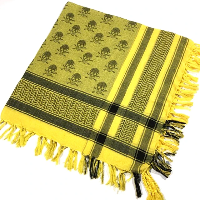 Outdoor Arab Keffiyeh Shemagh Scarf Hiking Military Tactical Hunting Camping Scarves with Tassel Desert Scarf Army Headshawl yellow