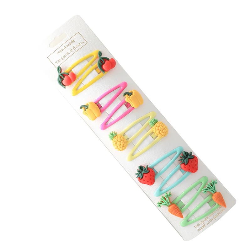 D-10 Pcs 5/12 шт./компл. для девочек; красивые детские футболки с короткими рукавами с Животные фрукты женские аксессуары для волос красивые шпильки для волос для детей прекрасные заколки для волос - Цвет: D-10 Pcs