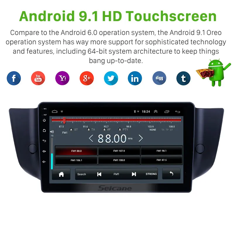 Seicane Android 9,1 Автомобильный gps Радио 9 дюймов для 2010- MG6/2008- Roewe 500 с HD сенсорным экраном Поддержка Carplay камера заднего вида